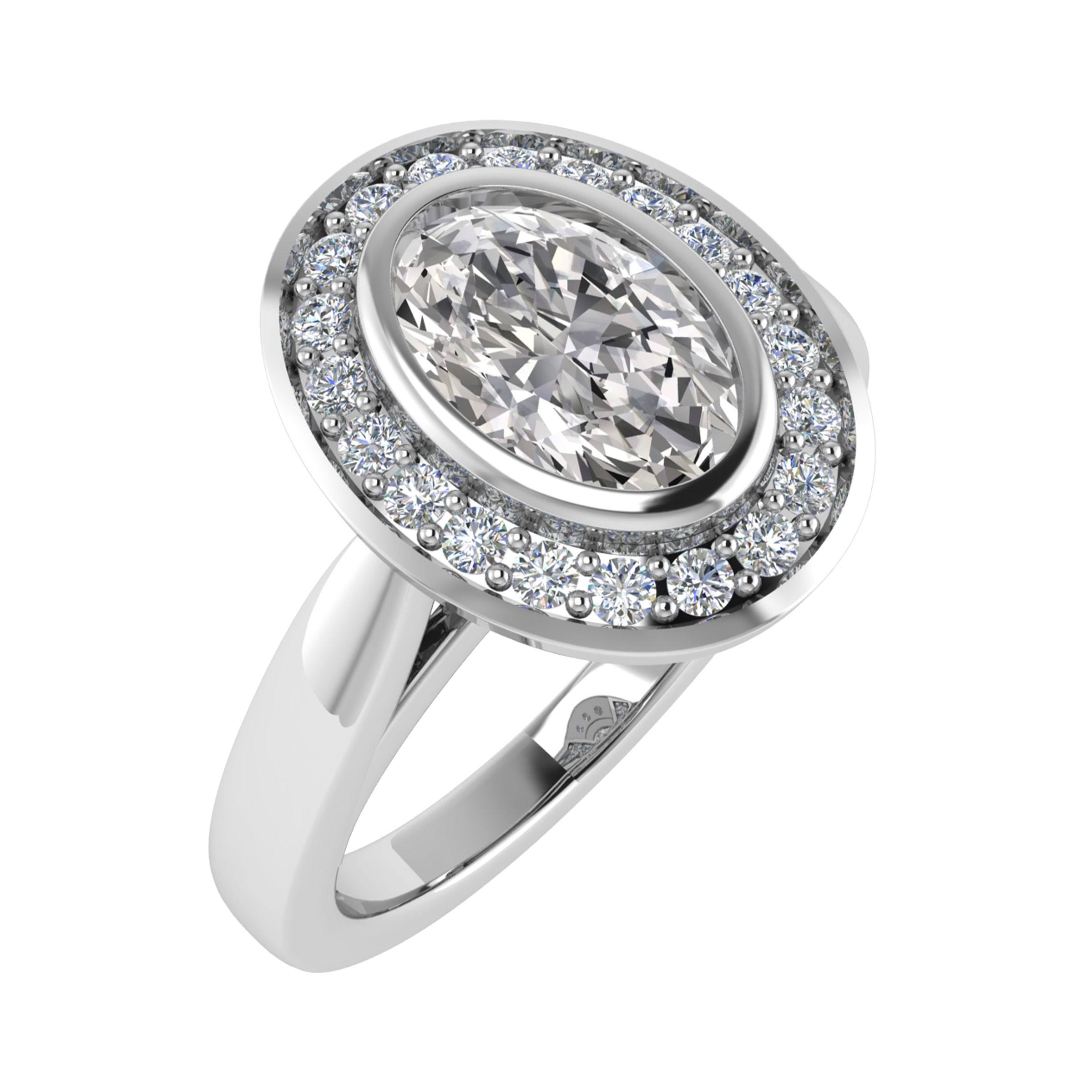 0.2 Ct Lab-Created Oval Cut Zia  Cluster Diamond Rings in 9K White Gold