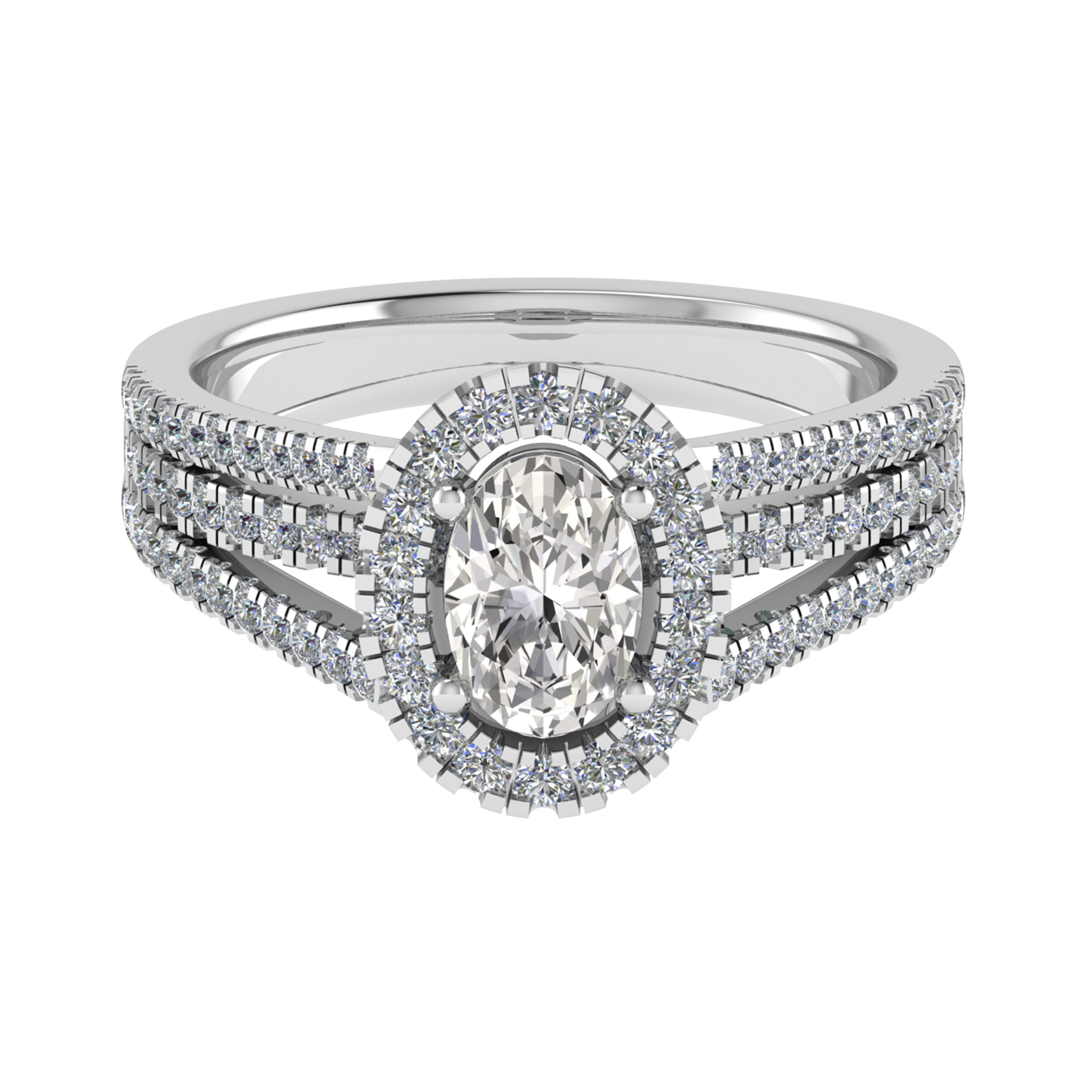 3 Ct Lab-Created Oval Cut Lincy  Cluster Diamond Rings in 9K White Gold