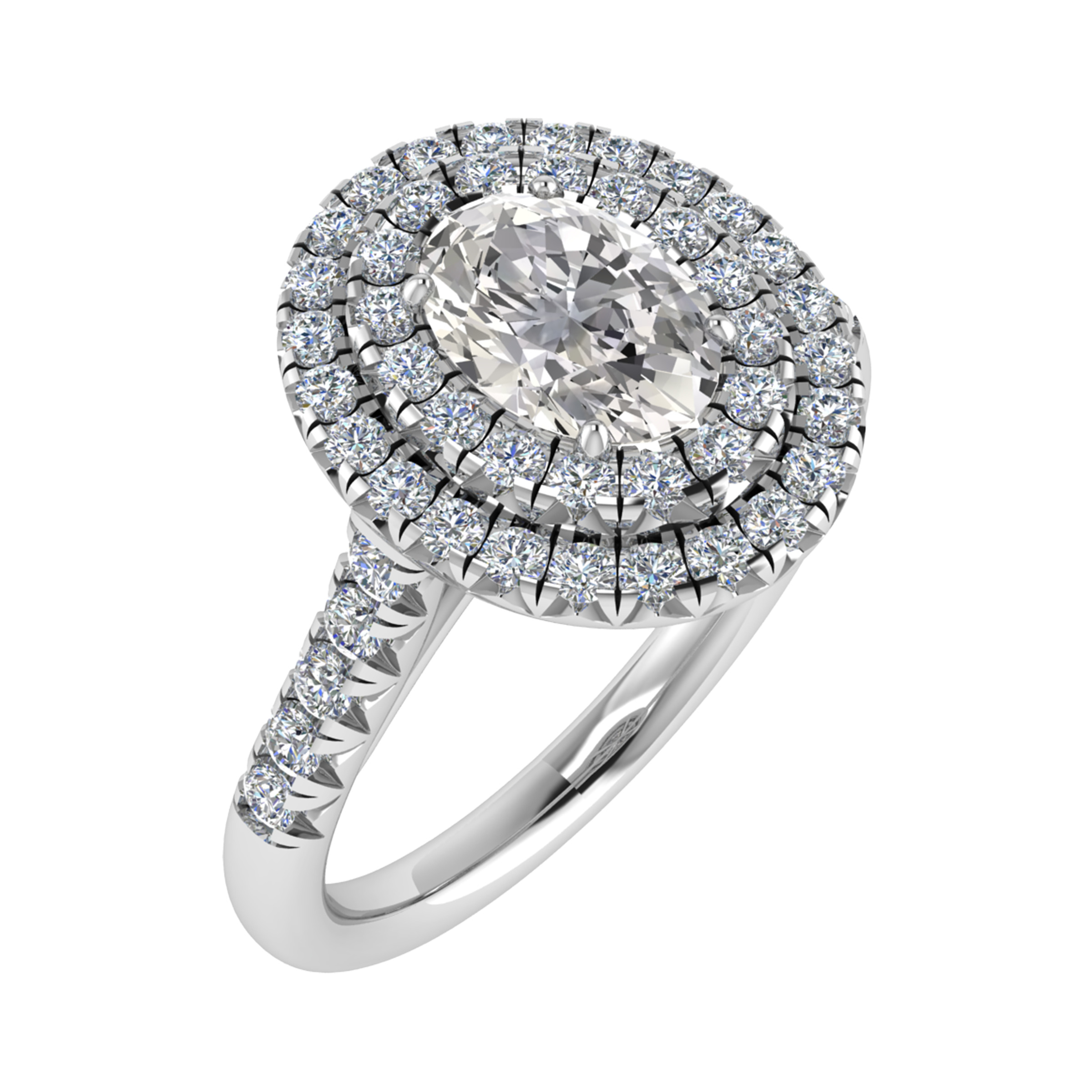 0.2 Ct Lab-Created Oval Cut Maisie  Cluster Diamond Rings in 9K White Gold