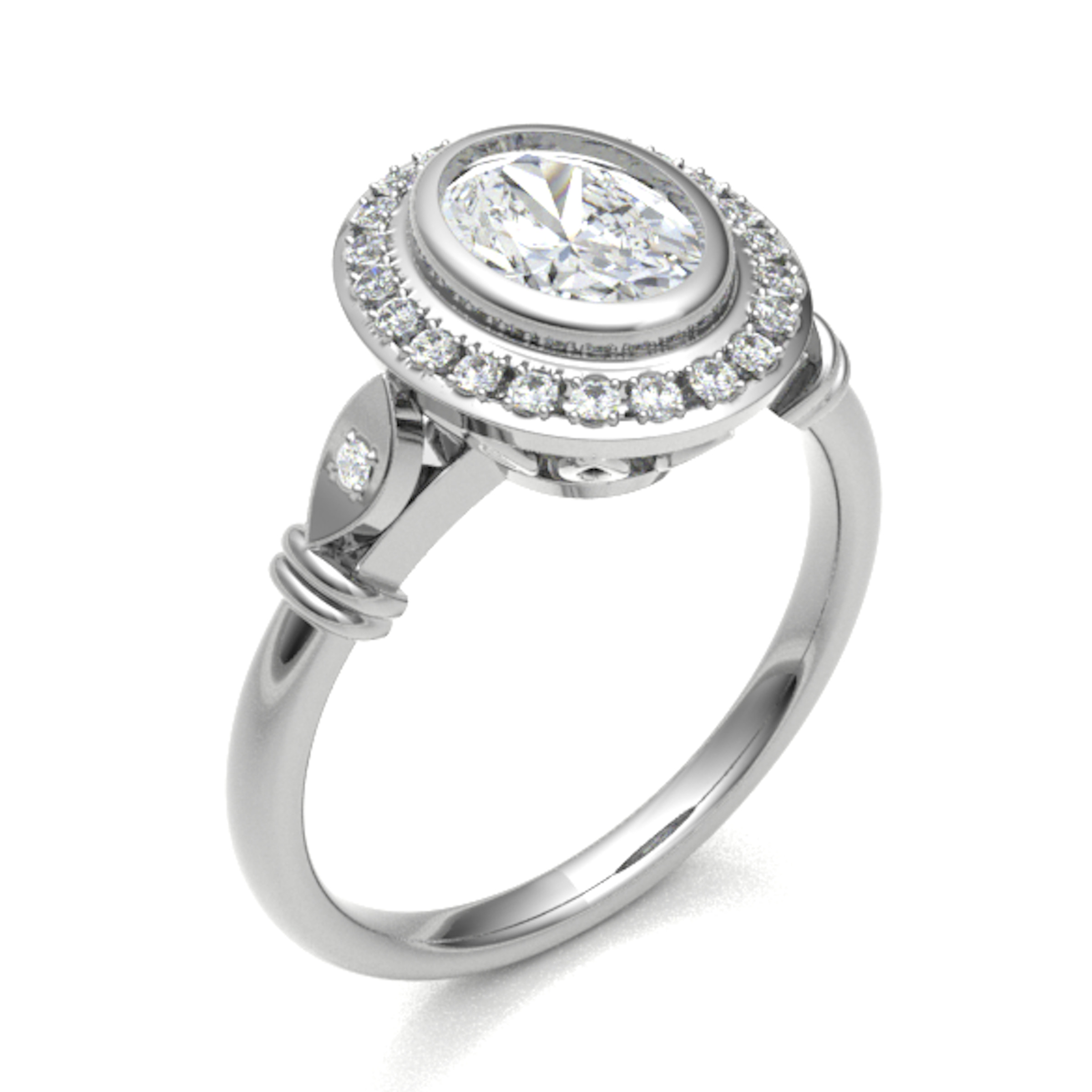 0.2 Ct Lab-Created Oval Cut Nancy  Cluster Diamond Rings in 9K White Gold