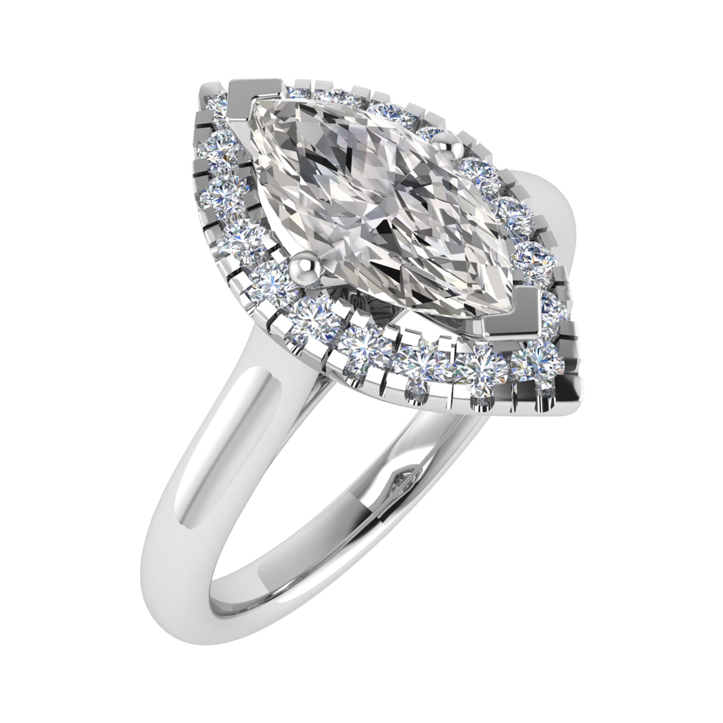 0.2 Ct Lab-Created Marquise Cut Molly  Cluster Diamond Rings in 9K White Gold