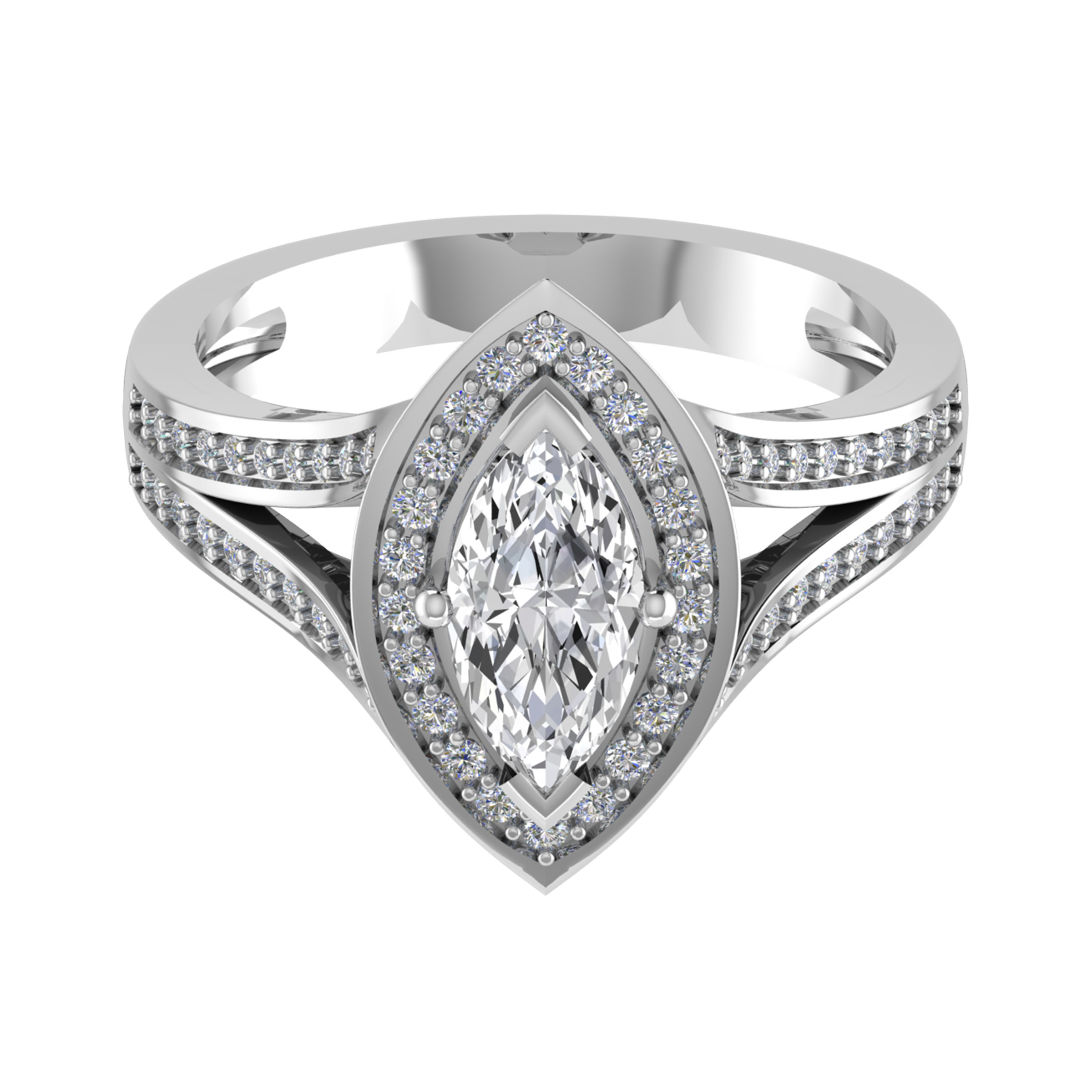 0.2 Ct Lab-Created Marquise Cut Emmylou  Cluster Diamond Rings in 9K White Gold