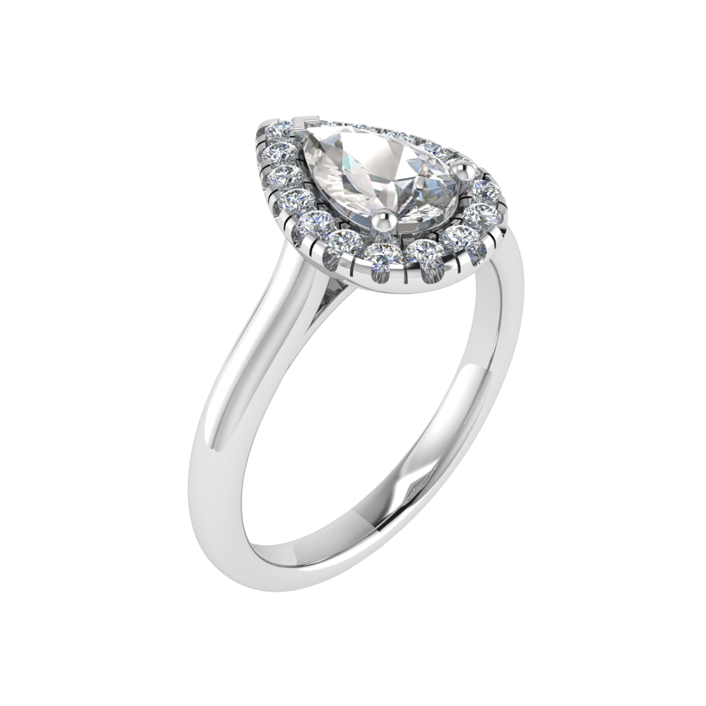 Jane Pear Cut Halo Engagement Ring