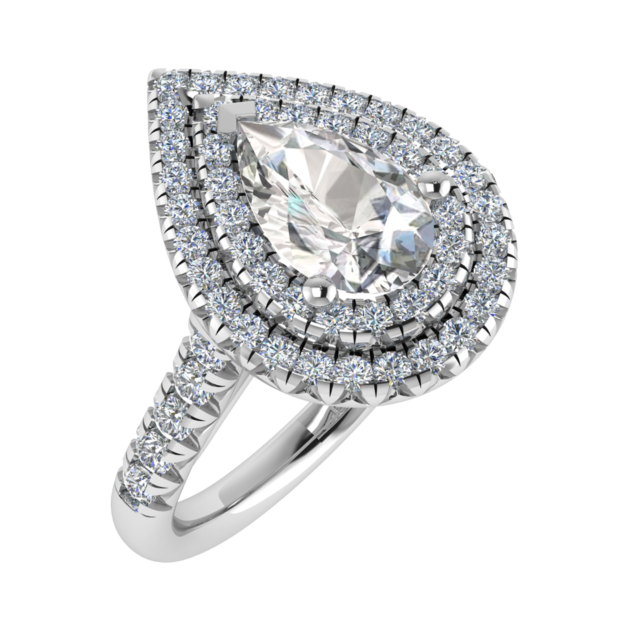 Jency Pear Cut Double Halo Engagement Ring