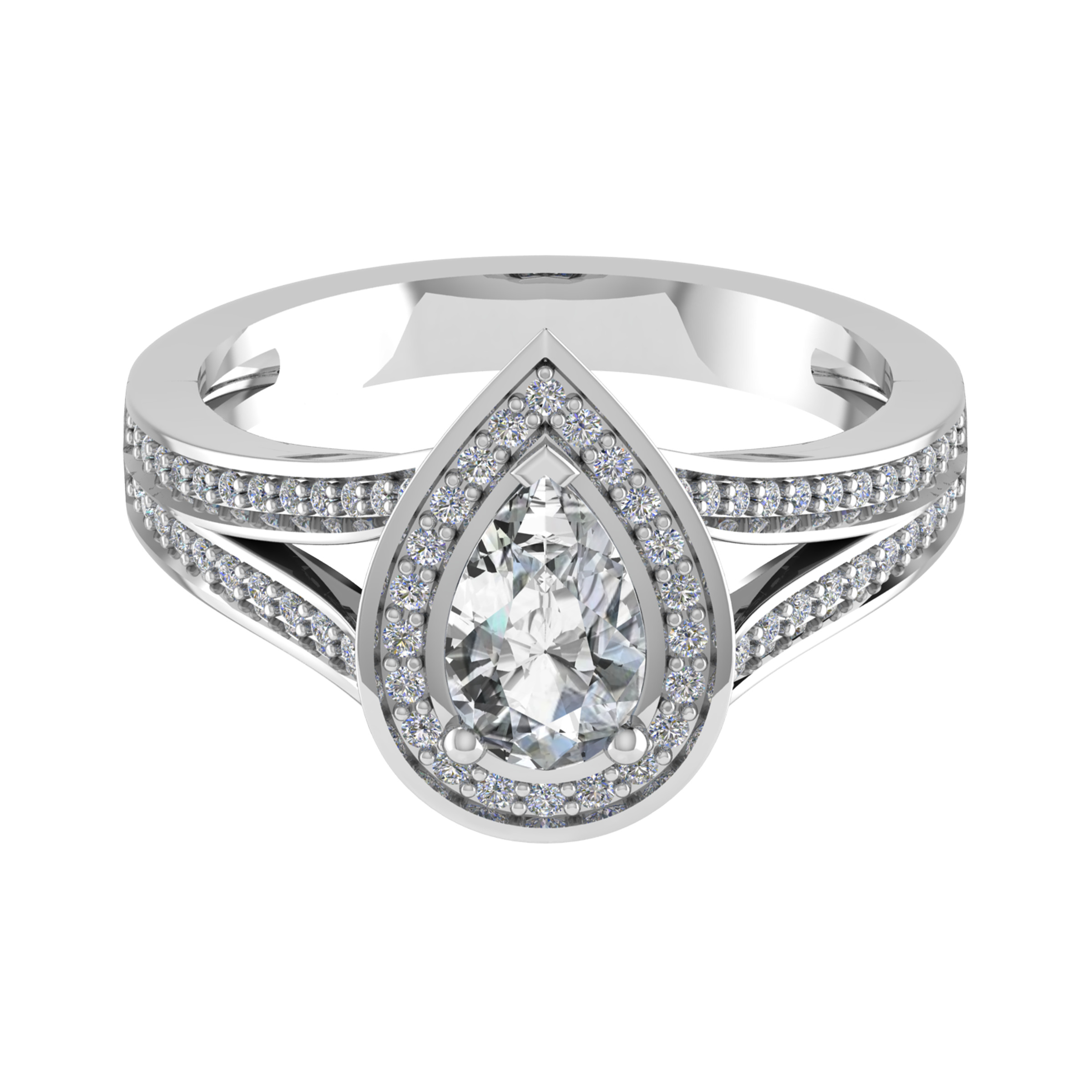 Leena Pear Cut Double Split Shoulder Engagement Ring From 0.20-3.00 Carat