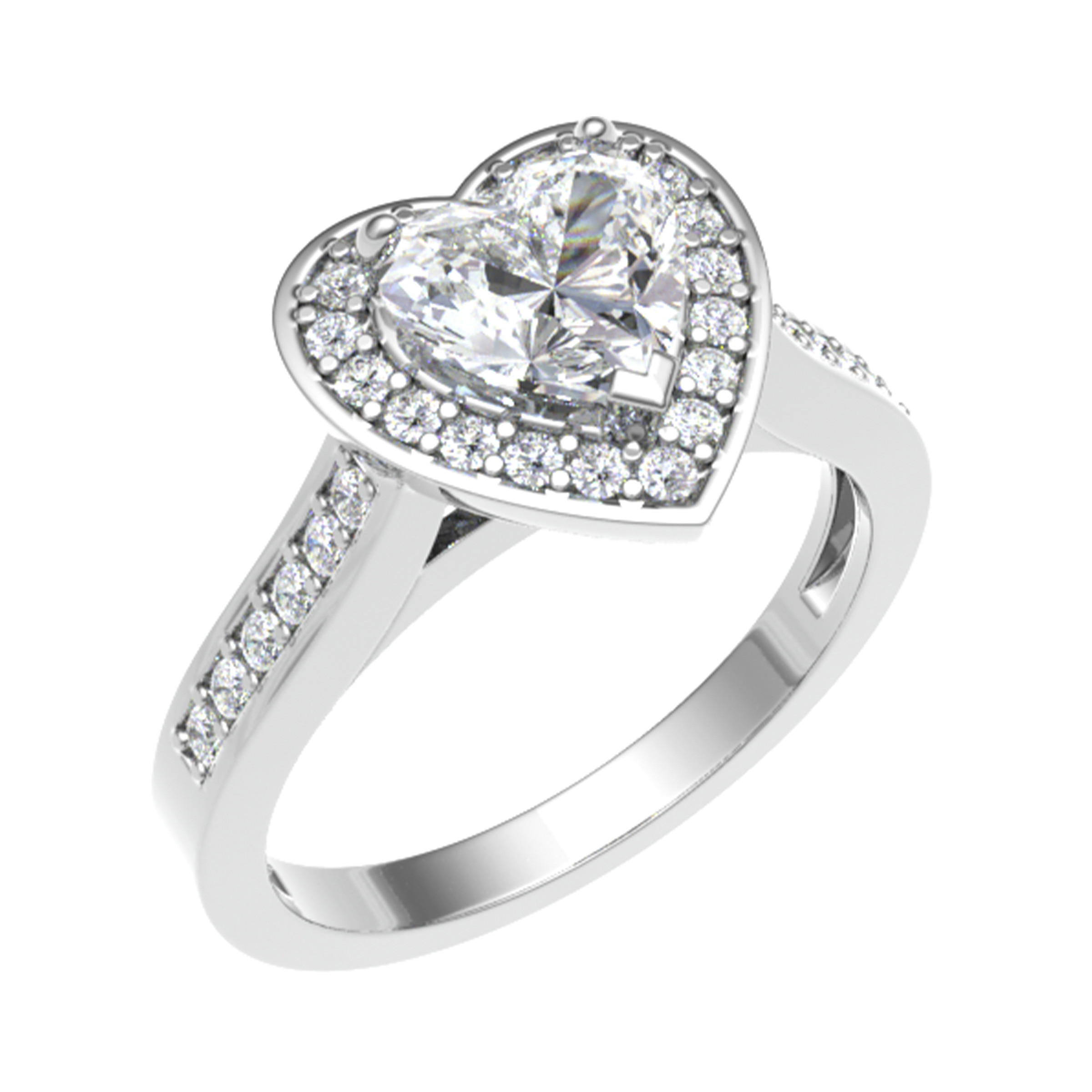 3 Ct Lab-Created Heart Cut Rinsy  Everyday Diamond Rings in 9K White Gold