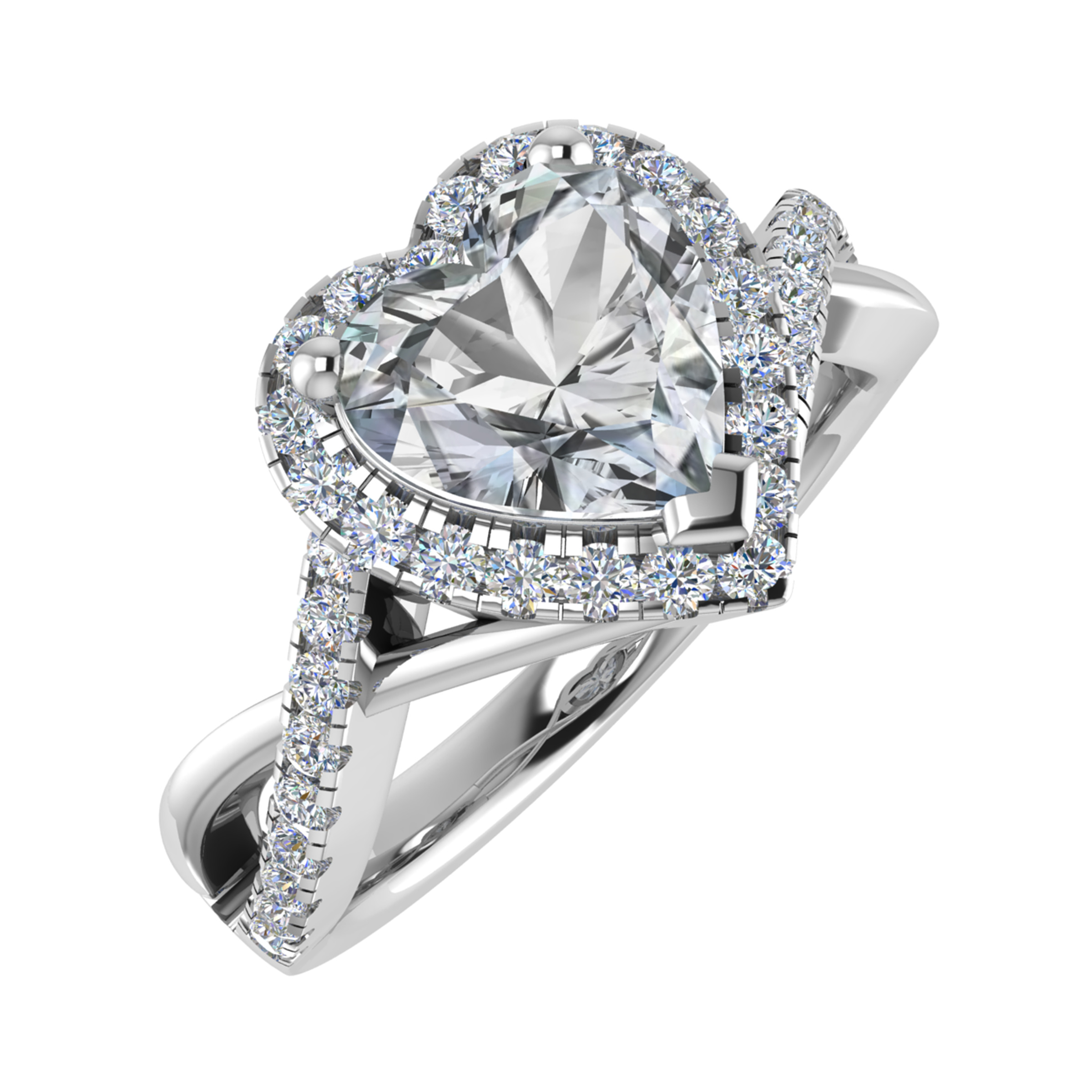 Sheena Heart Shaped Infinity Designed Halo Engagement Ring