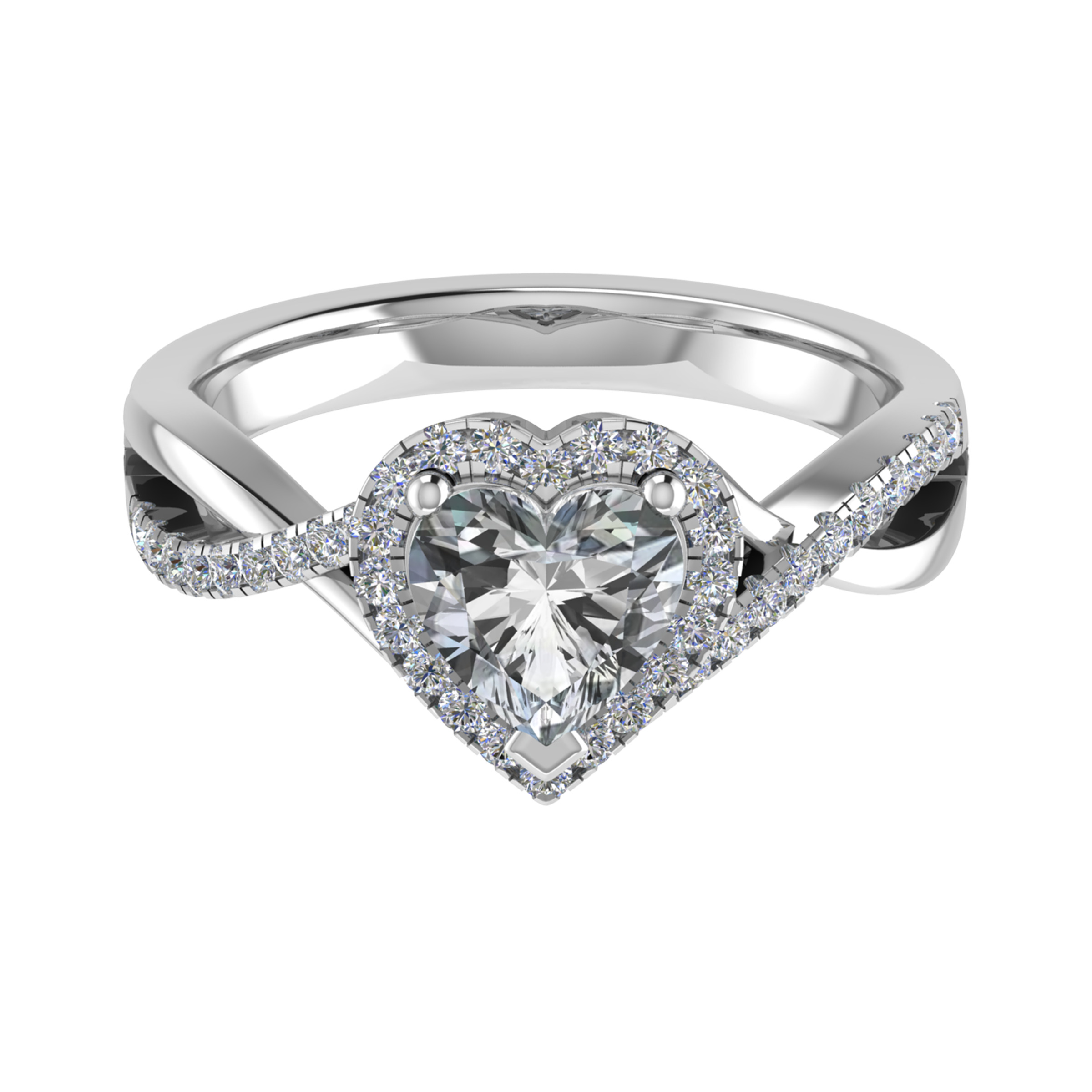 0.3 Ct Lab-Created Heart Cut Ema  Everyday Diamond Rings in Silver 925