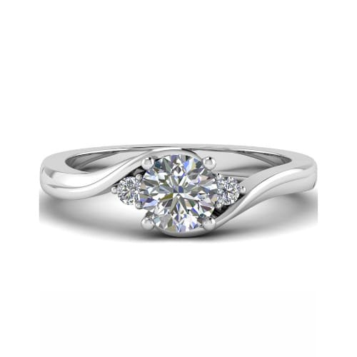 1 Ct Lab-Created Diamond Round Cut Cadynn  Side Stone Engagement Rings in Silver 925