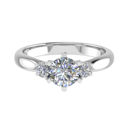 1.25 Ct Lab-Created Diamond Round Cut Celli  Side Stone Engagement Rings in 9K White Gold