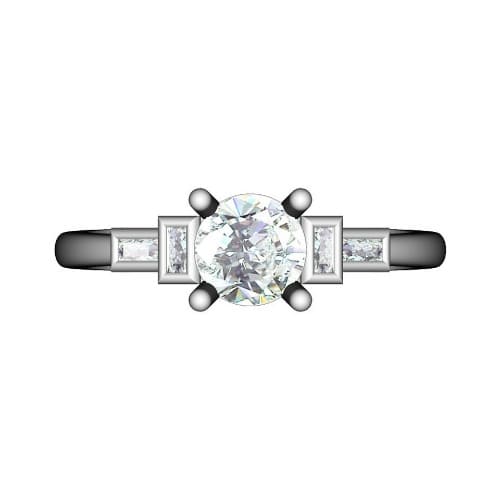 3 Ct Natural Diamond Round Cut Charitina  Side Stone Engagement Rings in Silver 925