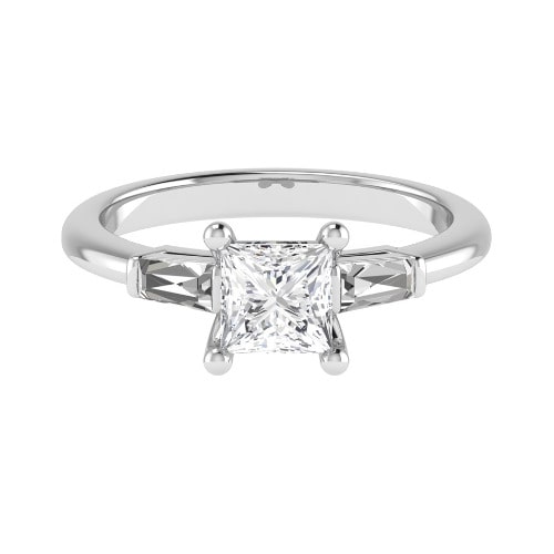 1.5 Ct Natural Diamond Princess Cut Aneisha  Trilogy Engagement Rings in Silver 925