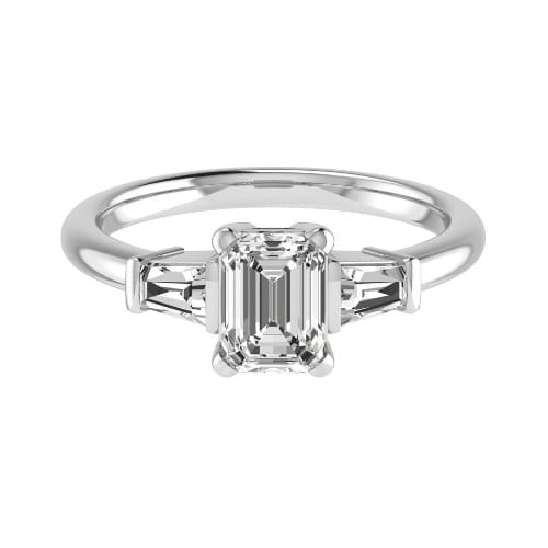 Vincya Emerald Cut Engagement Ring Bagutte Shaped Side Stone