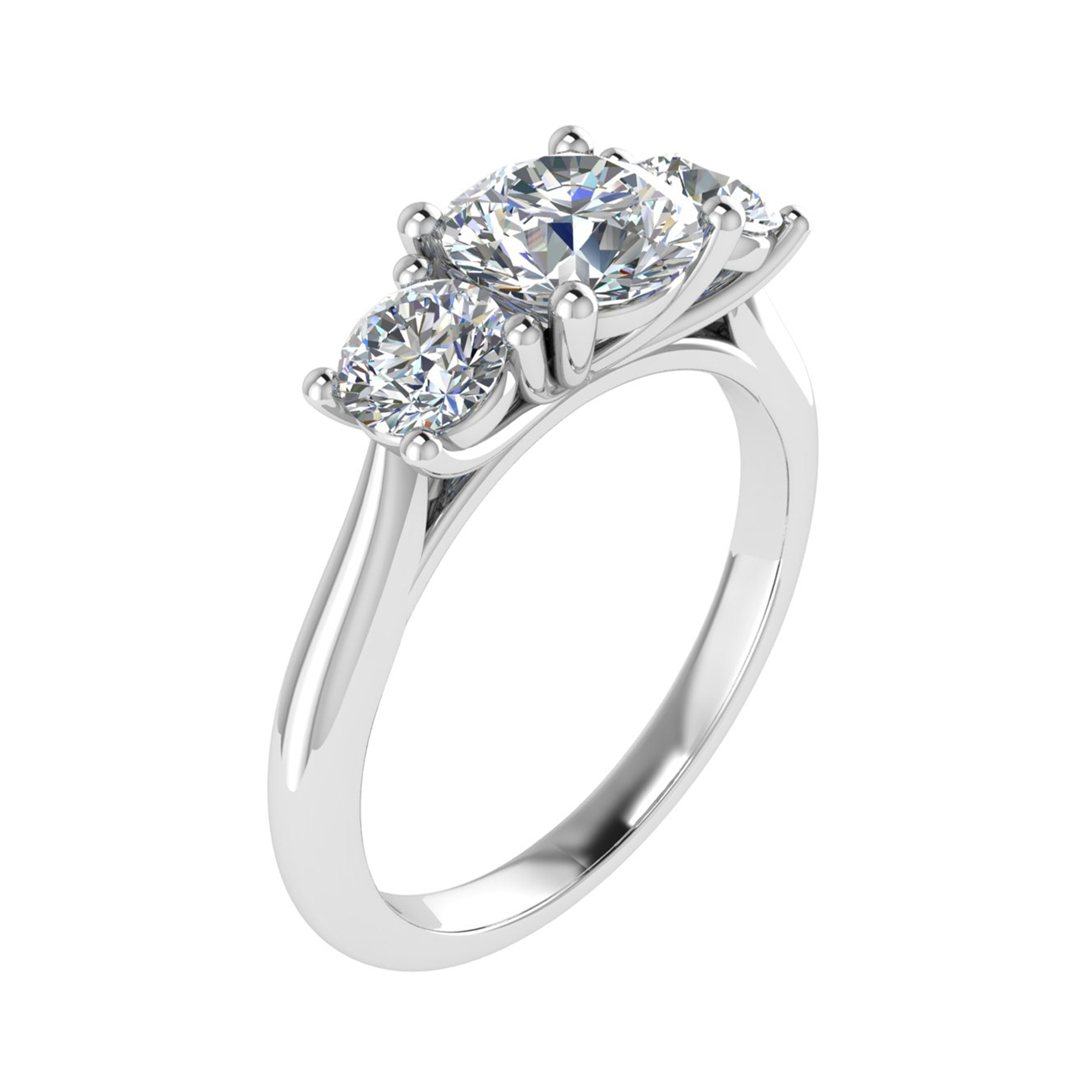 0.3 Ct Lab-Created Round Cut Davette  Trilogy Engagement Diamond Rings in Silver 925