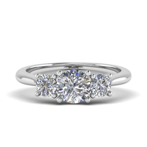 0.3 Ct Lab-Created Round Cut Davette  Trilogy Engagement Diamond Rings in Silver 925