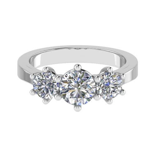 0.5 Ct Lab-Created Round Cut Darrellyn  3 Stone Ring Diamond Rings in 9K White Gold
