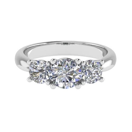 0.25 Ct Lab Grown Round Cut Darbiana  3 Stone Ring Diamond Rings in 9K White Gold