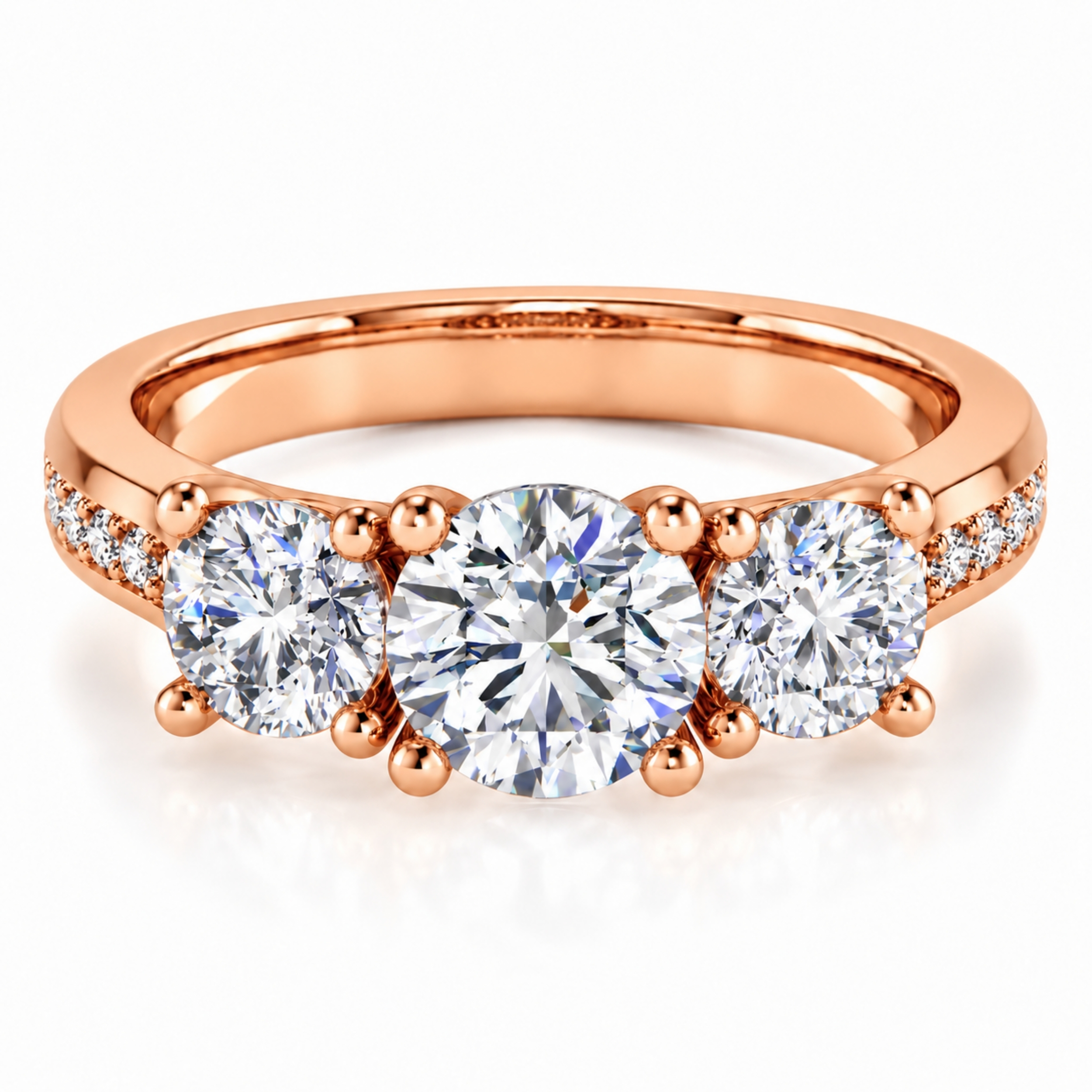 Damisona Round Cut 4 Prong Trilogy Diamond Engagement Ring - Natural & Lab-Grown