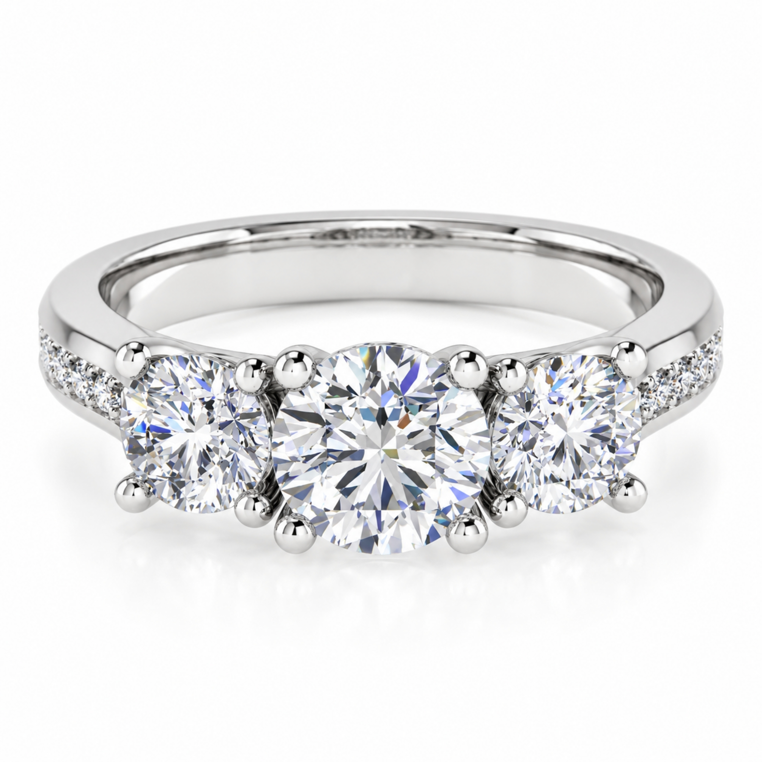 Damisona Round Cut 4 Prong Trilogy Diamond Engagement Ring - Natural & Lab-Grown