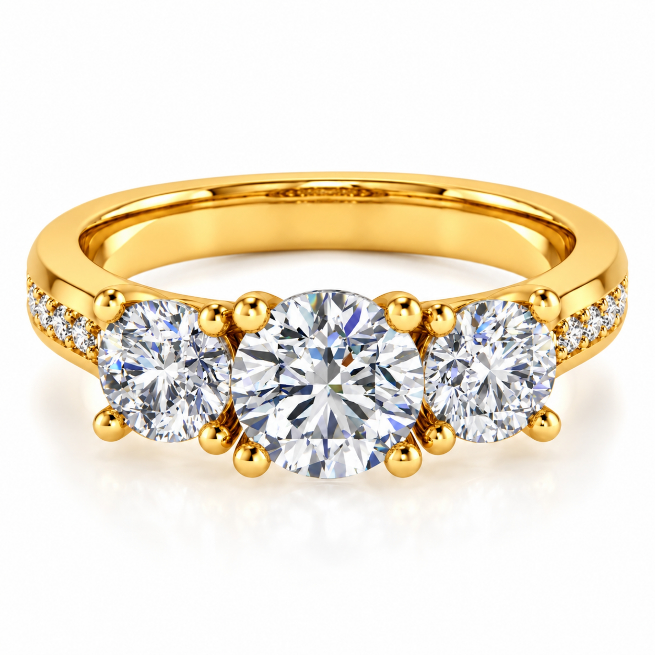 Damisona Round Cut 4 Prong Trilogy Diamond Engagement Ring - Natural & Lab-Grown