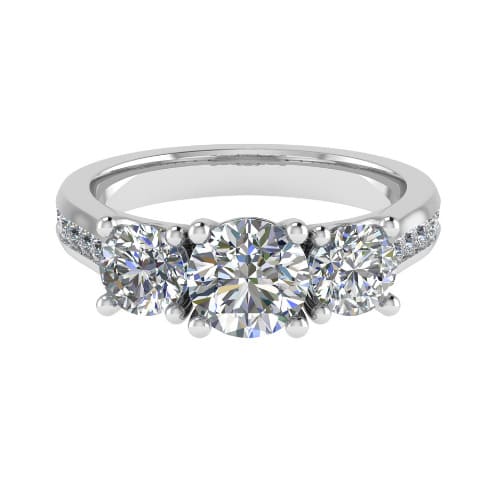 0.25 Ct Lab-Created Round Cut Damisona  3 Stone Ring Diamond Rings in 9K White Gold