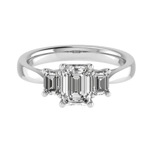 0.25 Ct Lab-Created Emerald Cut Deondra  Trilogy Engagement Diamond Rings in Silver 925