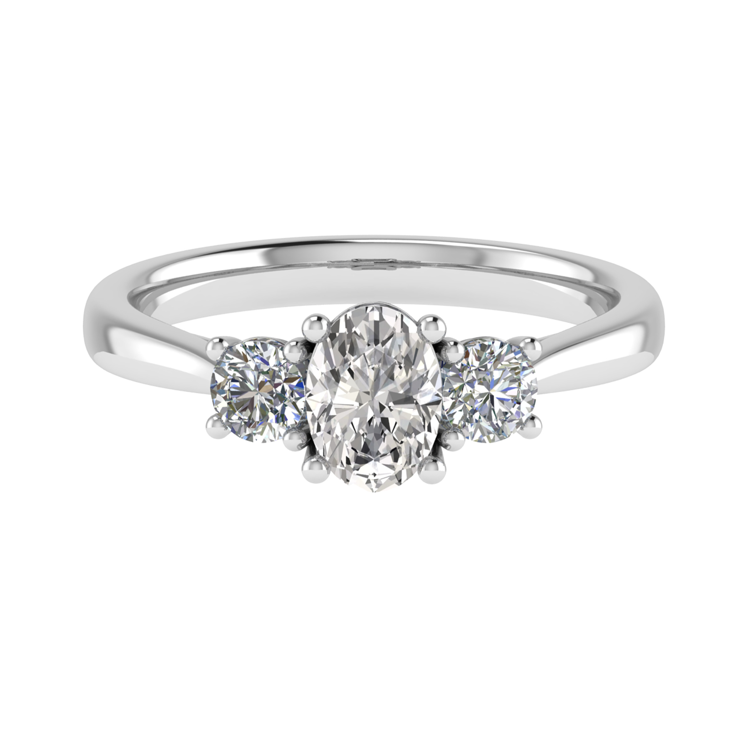0.25 Ct Natural Diamond Oval Cut Anitra  Trilogy Engagement Rings in Silver 925