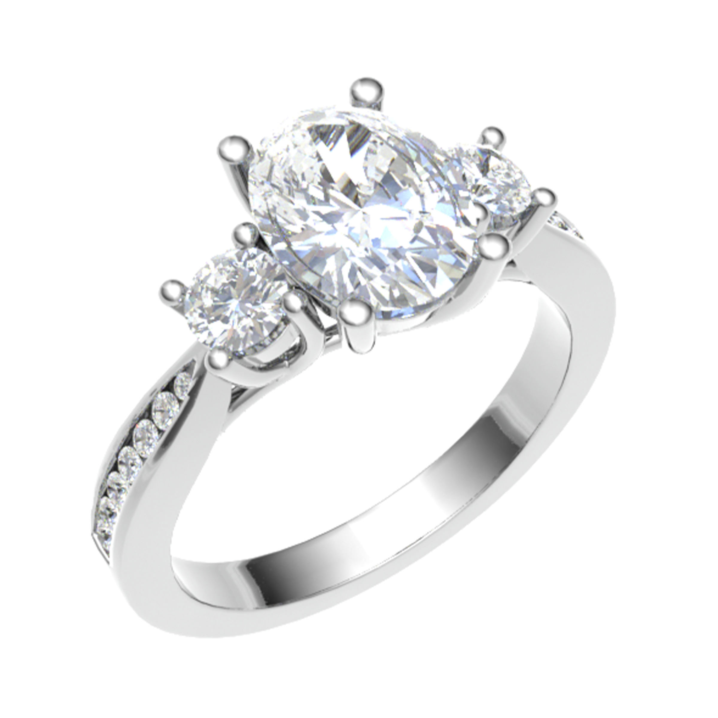 0.5 Ct Lab-Created Oval Cut Nicole  3 Stone Ring Diamond Rings in 9K White Gold