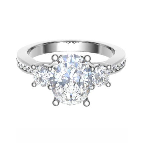 0.5 Ct Lab-Created Oval Cut Nicole  3 Stone Ring Diamond Rings in 9K White Gold
