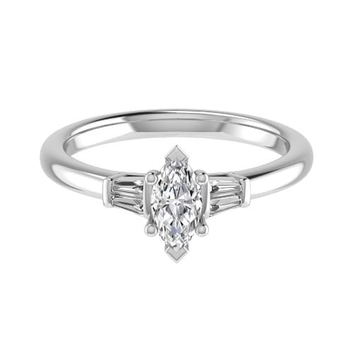 0.5 Ct Natural Marquise Cut Deloris  Trilogy Engagement Diamond Rings in Silver 925
