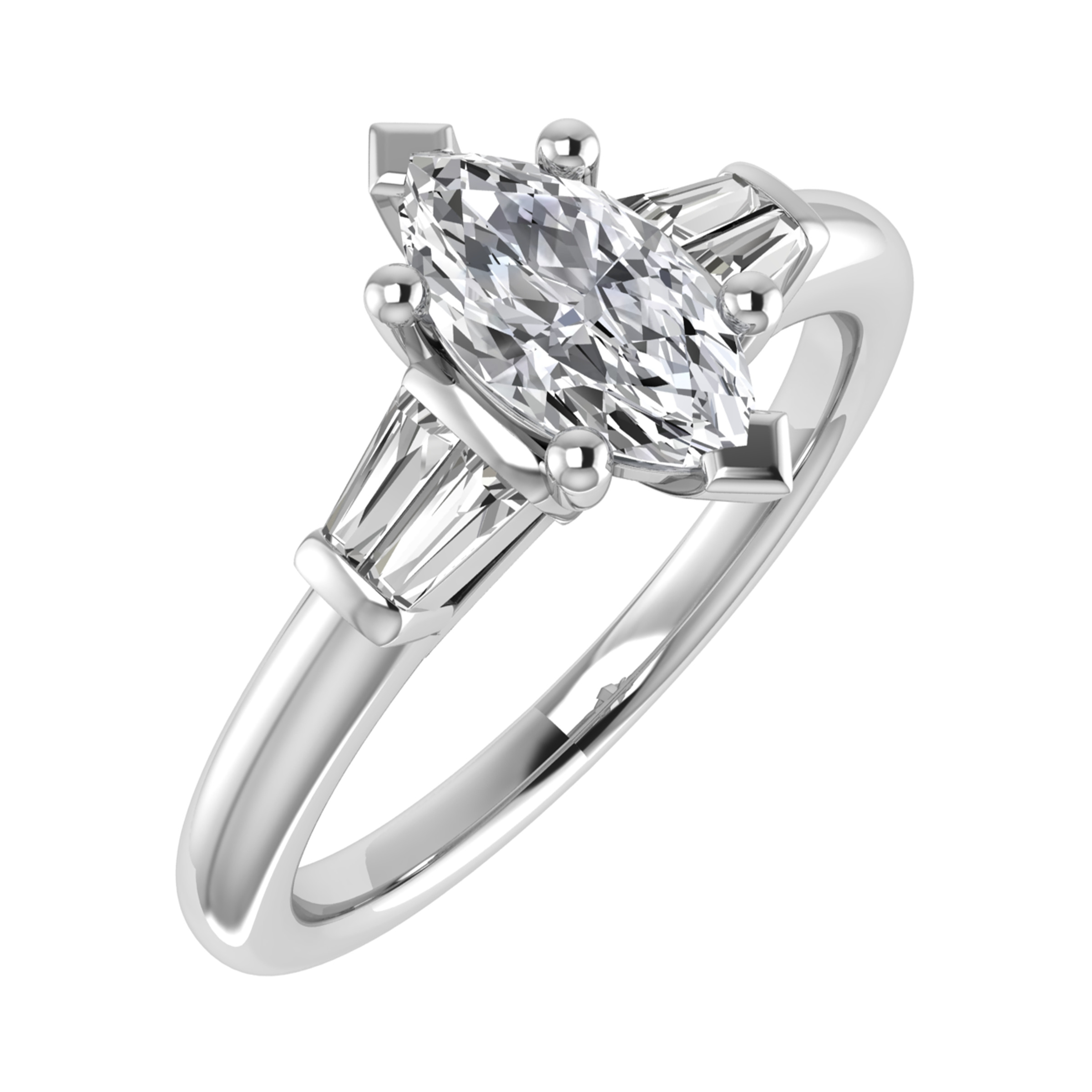 0.5 Ct Natural Marquise Cut Deloris  Trilogy Engagement Diamond Rings in Silver 925