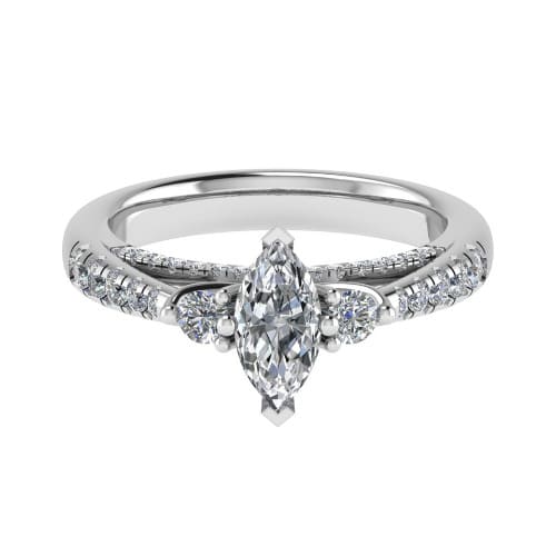 1 Ct Lab-Created Marquise Cut Darnisha  3 Stone Ring Diamond Rings in 9K White Gold