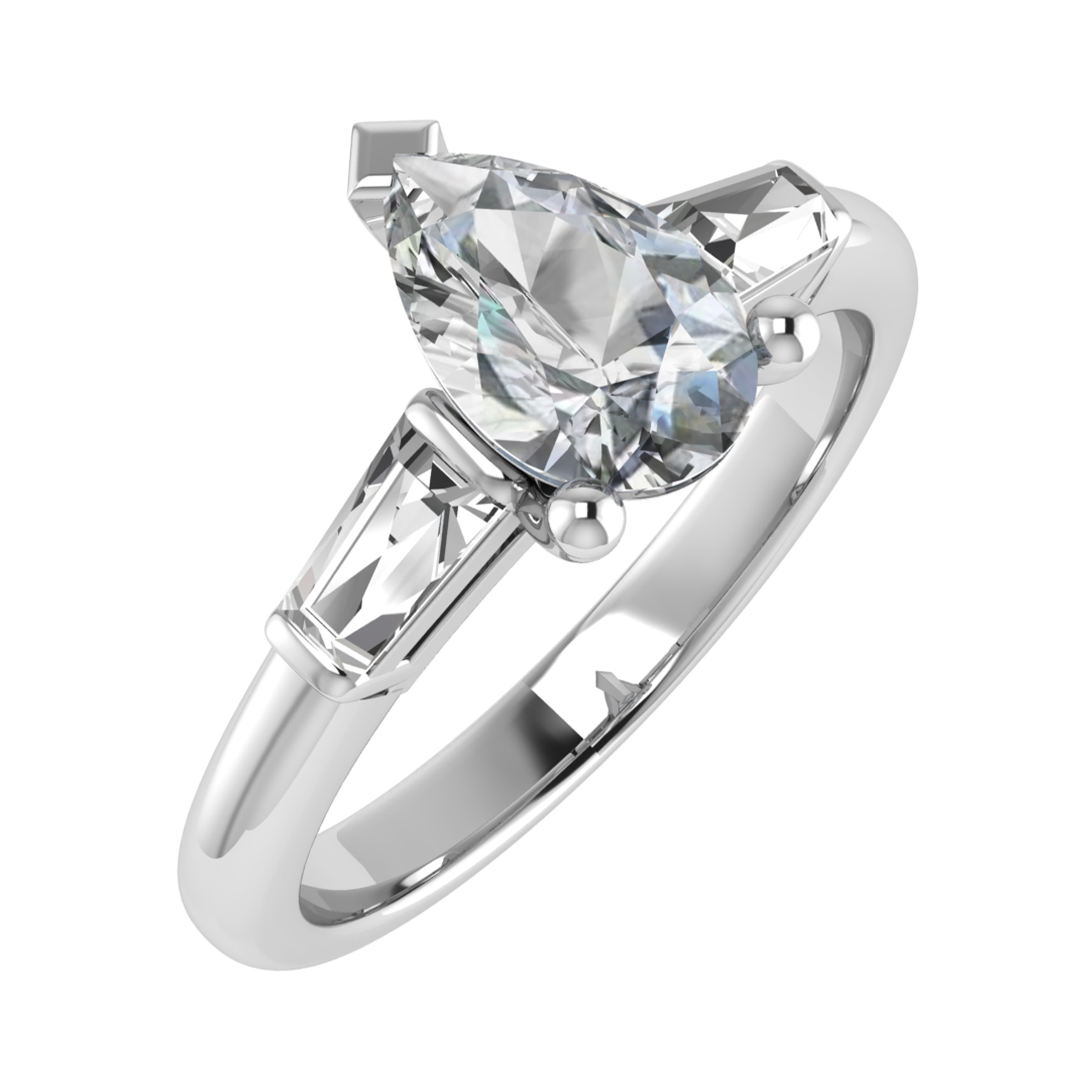 0.3 Ct Lab-Created Pear Cut Delisha  3 Stone Ring Diamond Rings in 9K White Gold