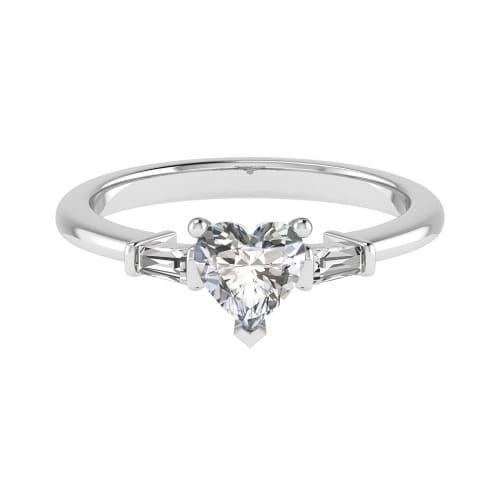 0.35 Ct Lab-Created Heart Cut Deeann  3 Stone Ring Diamond Rings in 9K White Gold