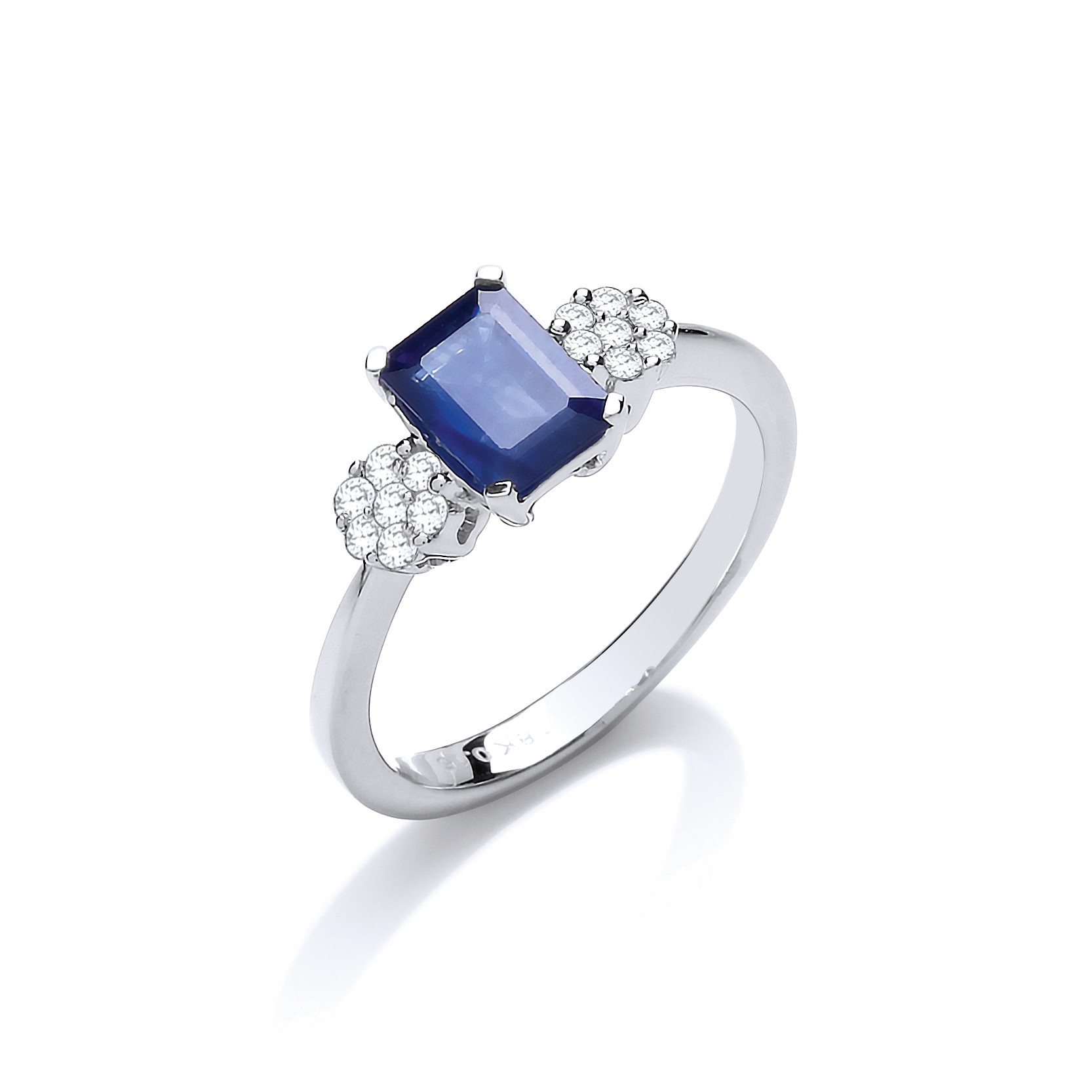 1.75 Carat Emerald Cut Sapphire Stone With Round diamond As A Side Stone