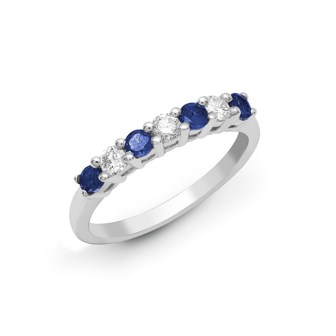 0.75 Round Blue Sapphire Half Eternity Ring