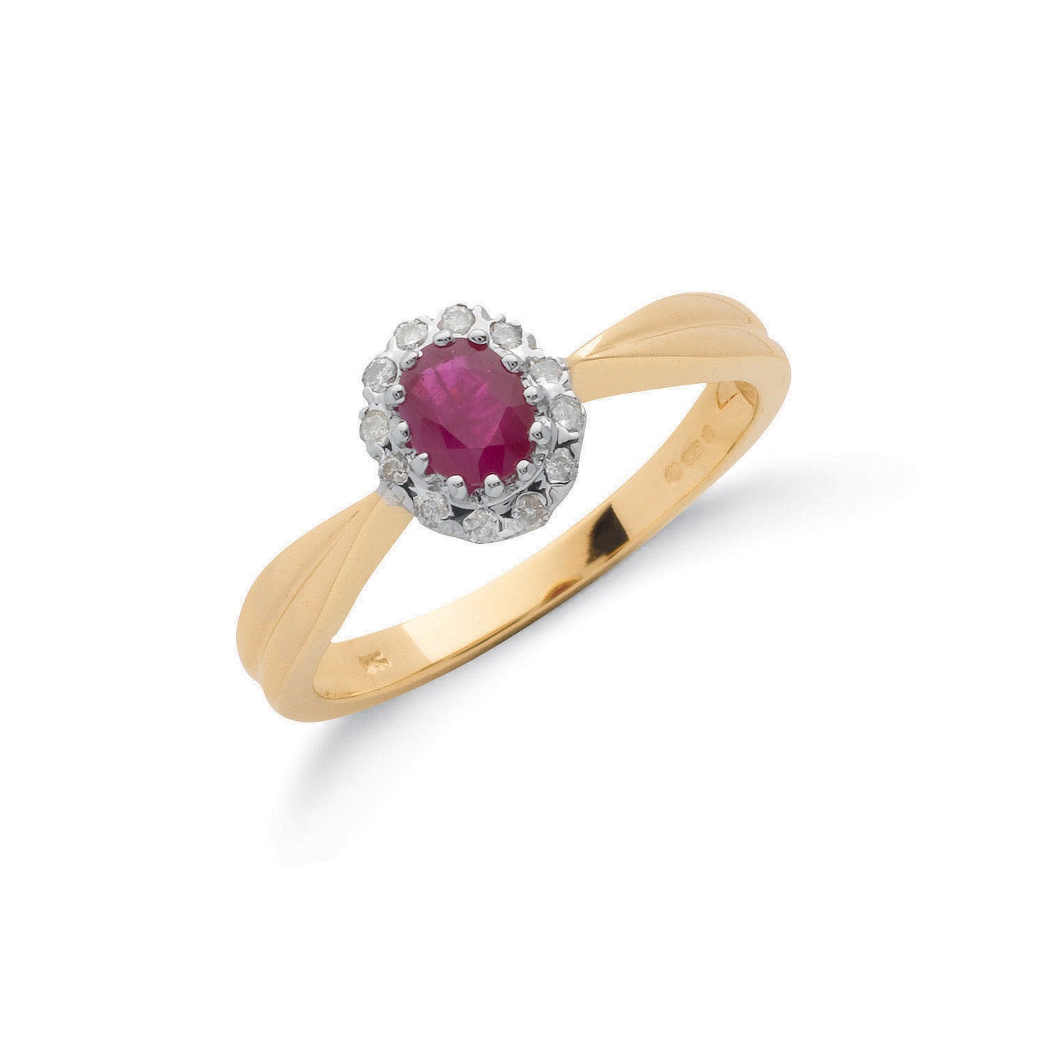 0.75 Carat Oval Cut Ruby Cluster Ring