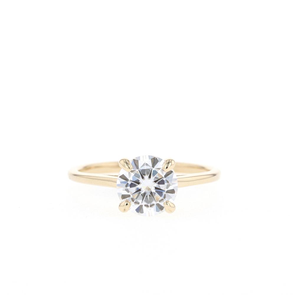 Calina Natural Yellow Gold 4 Prong Solitaire Diamond Ring