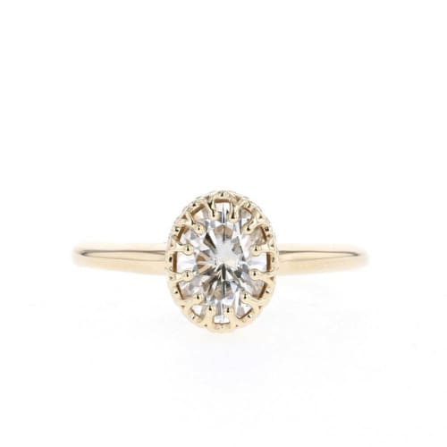 0.2 Ct Natural Oval Cut Cortny  Solitaire Diamond Rings in 9K Yellow Gold