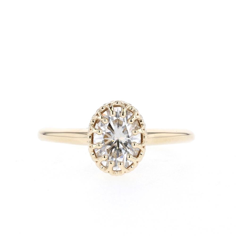 0.2 Ct Natural Oval Cut Cortny  Solitaire Diamond Rings in 9K Yellow Gold