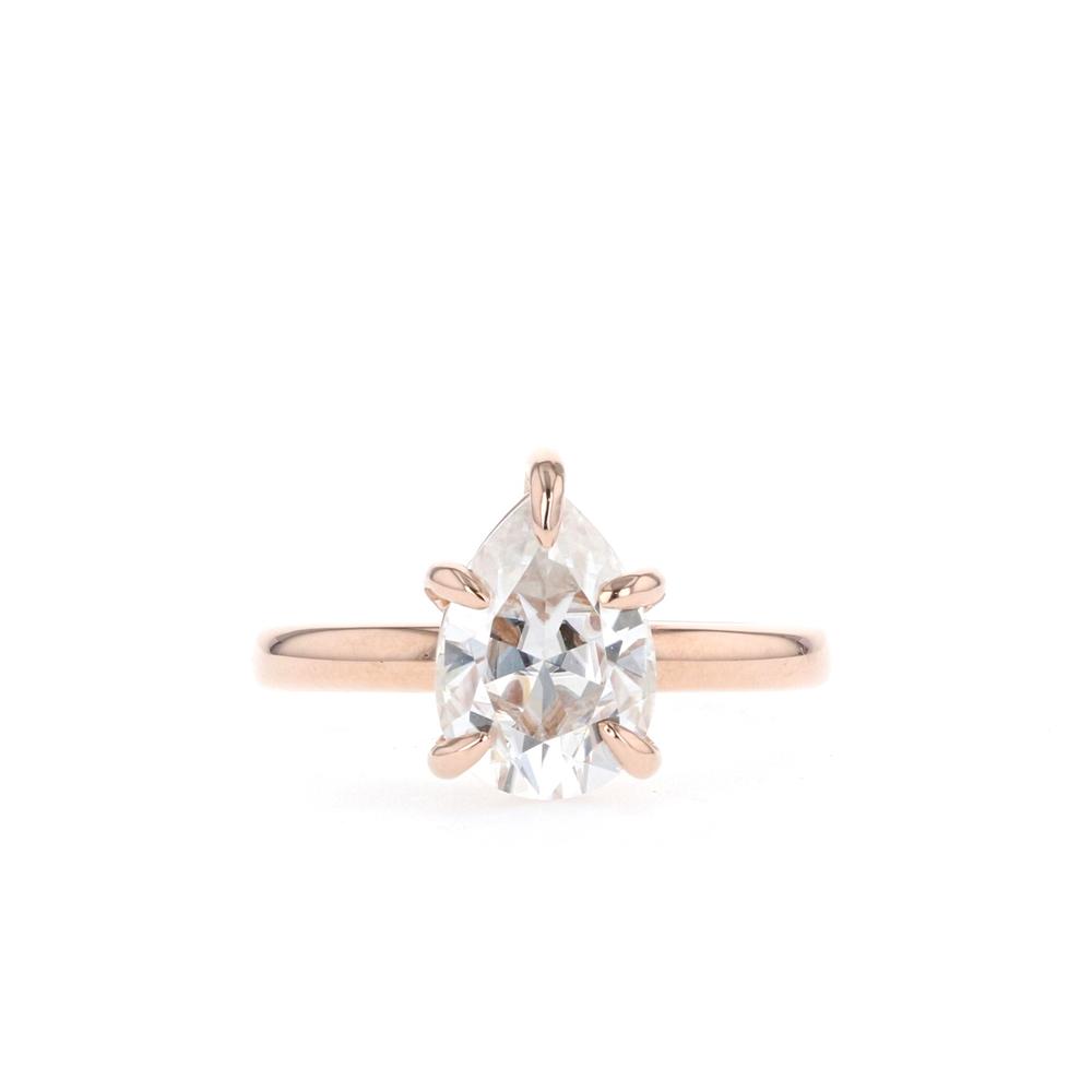 0.2 Ct Natural Pear Cut Courtlyn  Solitaire Diamond Rings in 9K Rose Gold