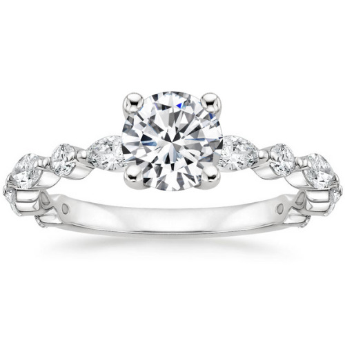 3 Ct Lab-Created Diamond Round Cut Bethari  Side Stone Engagement Rings in Silver 925