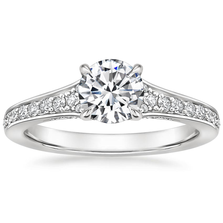 0.2 Ct Lab-Created Round Cut Delissa  Side Stone Diamond Rings in 9K White Gold