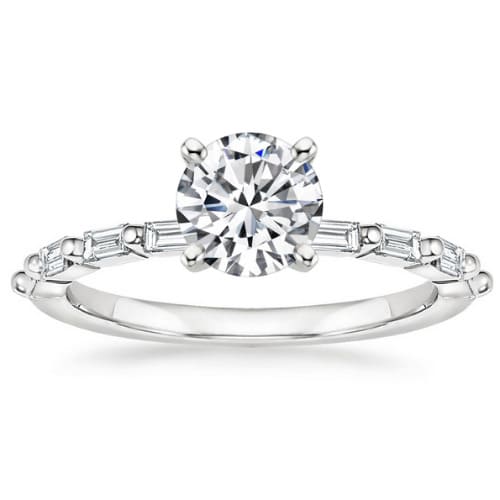 0.2 Ct Lab-Created Diamond Round Cut Bessa  Side Stone Engagement Rings in Silver 925