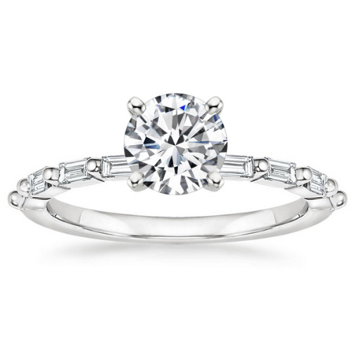 0.2 Ct Lab-Created Diamond Round Cut Bessa  Side Stone Engagement Rings in Silver 925