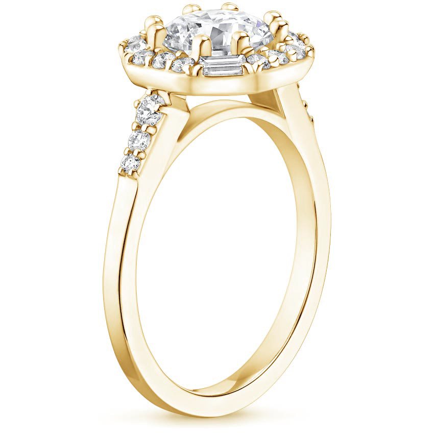 0.20-3.00 Carat Round Cut Engagement Ring With Baguette And Round Shaped Diamond As A Side Stone