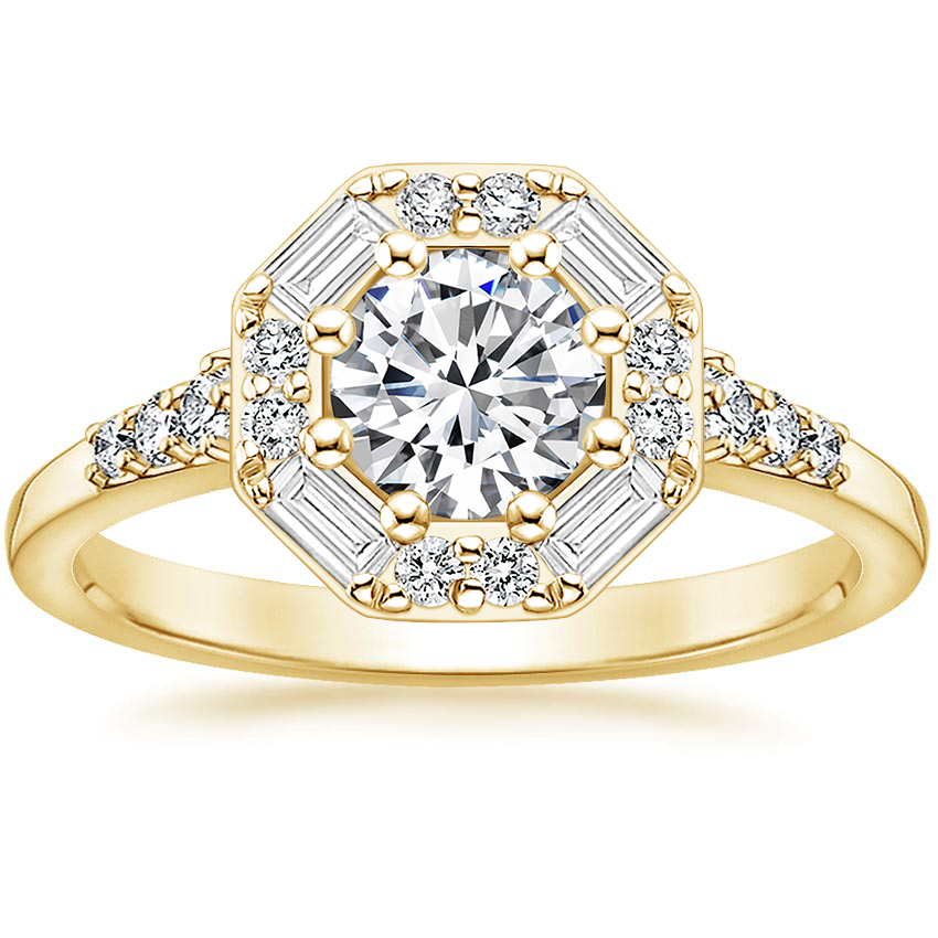 0.20-3.00 Carat Round Cut Engagement Ring With Baguette And Round Shaped Diamond As A Side Stone