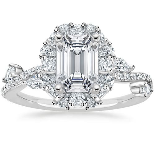 3 Ct Lab-Created Diamond Emerald Cut Coralyn  Vintage Engagement Rings in Silver 925