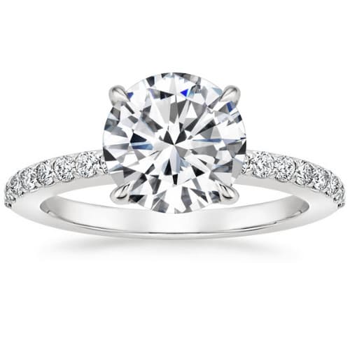 0.2 Ct Lab-Created Diamond Round Cut Bennca  Side Stone Engagement Rings in Silver 925
