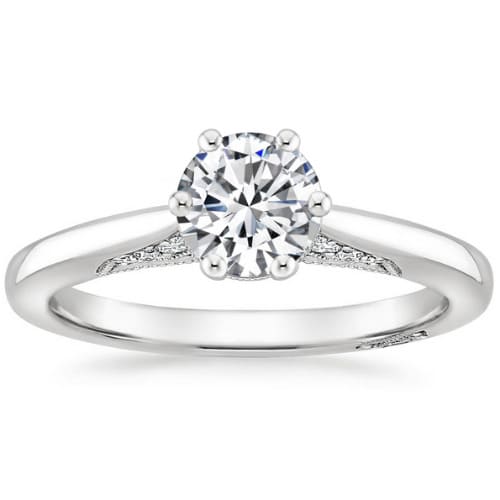 3 Ct Lab-Created Diamond Round Cut Claris  Side Stone Engagement Rings in Silver 925